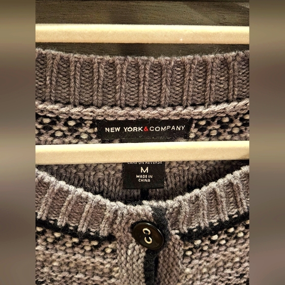 New York & Company Grey and Black Knit Cardigan - Picture 3 of 5